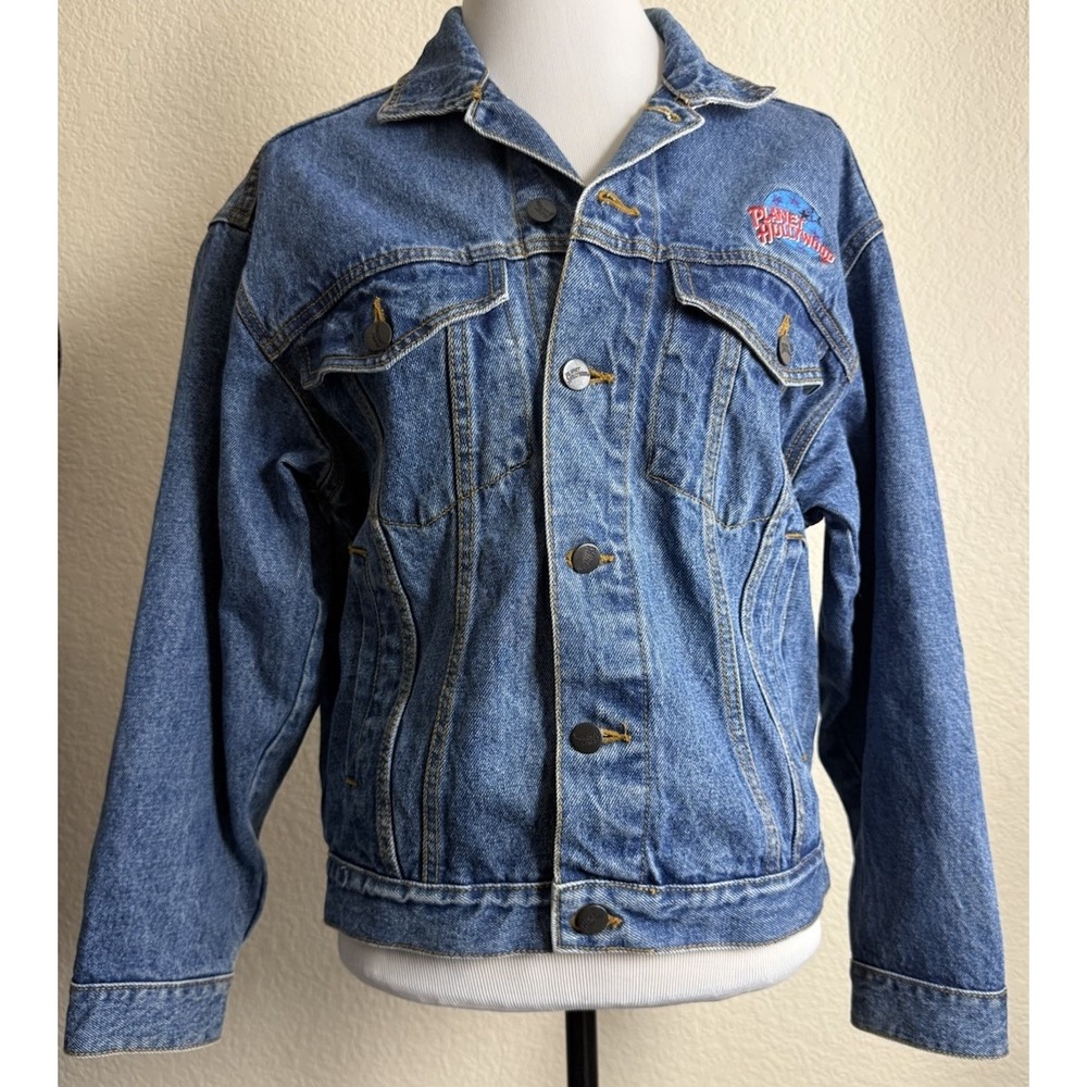 Planet Hollywood Aspen Denim Jean Jacket Unisex Small Vintage 1991 No Fading - Picture 2 of 10